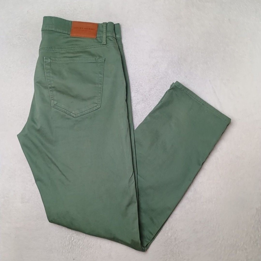 Lucky Brand Jeans Mens 34x32 Green 121 Slim Straight Stretch 5-Pocket Denim